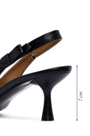 Kadın Siyah Arkası Açık Ince Topuklu Deri Ayakkabı