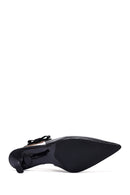 Kadın Siyah Arkası Açık Ince Topuklu Deri Ayakkabı