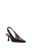 Kadın Siyah Arkası Açık Ince Topuklu Deri Ayakkabı