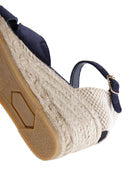 Kadın Lacivert Bilekten Bantlı Dolgu Topuklu Süet Deri Espadril Sandalet