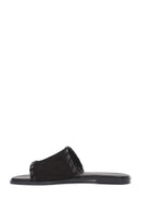 Kadın Siyah Süet Deri Terlik