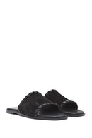 Kadın Siyah Süet Deri Terlik