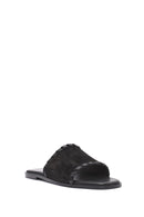 Kadın Siyah Süet Deri Terlik