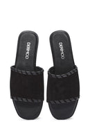 Kadın Siyah Süet Deri Terlik