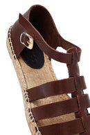 Kadın Kahverengi Deri Espadril