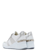 Kadın Beyaz Dolgu Topuklu Yandan Fermuarlı Deri Sneaker