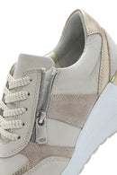 Kadın Bej Dolgu Topuklu Yandan Fermuarlı Deri Sneaker