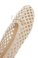 Kadın Krem Örgülü Babet