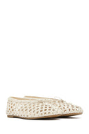 Kadın Krem Örgülü Babet