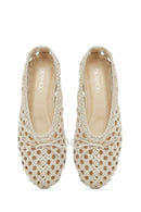 Kadın Krem Örgülü Babet