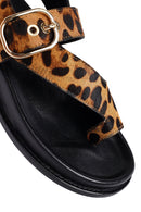Kadın Leopar Parmak Arası Deri Sandalet