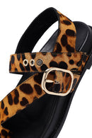 Kadın Leopar Parmak Arası Deri Sandalet