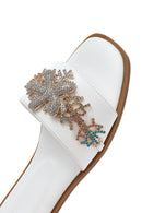 Kadın Beyaz Taşlı Terlik