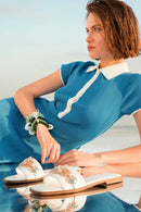 Kadın Beyaz Taşlı Terlik