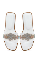 Kadın Beyaz Taşlı Terlik