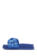 Kadın Mavi Örgü Detaylı Jelly Terlik