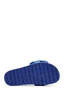 Kadın Mavi Örgü Detaylı Jelly Terlik