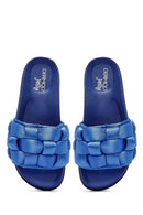 Kadın Mavi Örgü Detaylı Jelly Terlik