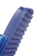 Kadın Mavi Örgü Detaylı Jelly Terlik