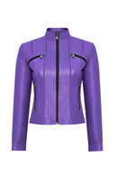 Linda Kadın Mor Kısa Deri Ceket