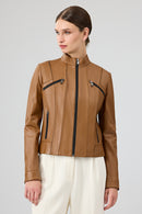 Linda Kadın Camel Kısa Deri Ceket