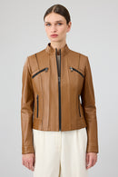 Linda Kadın Camel Kısa Deri Ceket