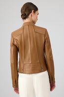 Linda Kadın Camel Kısa Deri Ceket