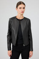 Flora Kadın Siyah Slim Kısa Deri Ceket