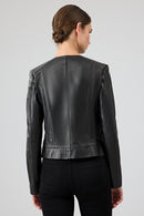 Flora Kadın Siyah Slim Kısa Deri Ceket