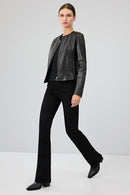 Flora Kadın Siyah Slim Kısa Deri Ceket