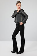 Flora Kadın Siyah Slim Kısa Deri Ceket