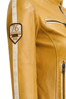 Champs Kadın Sarı Armalı Kısa Deri Ceket