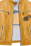 Champs Kadın Sarı Armalı Kısa Deri Ceket