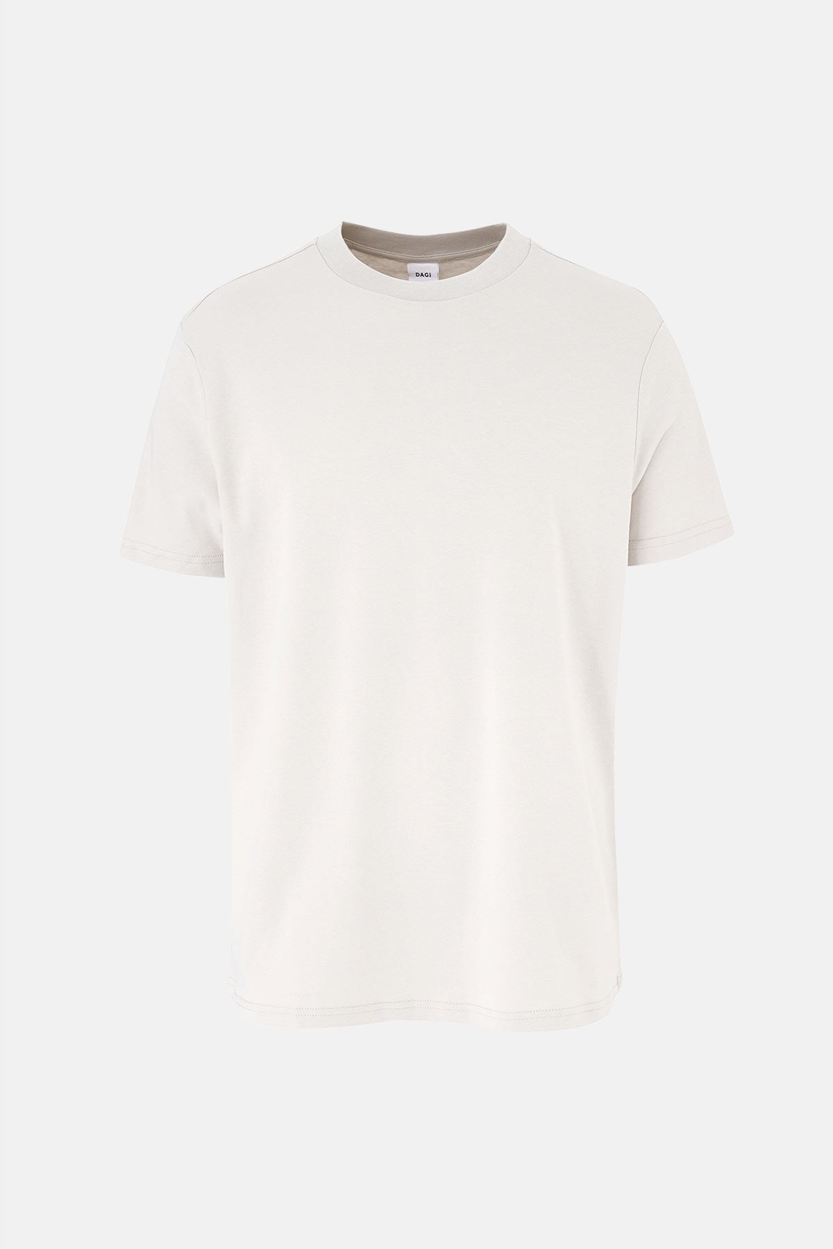 Açık Gri Ipek Apre Interlok Bisiklet Yaka Tişört