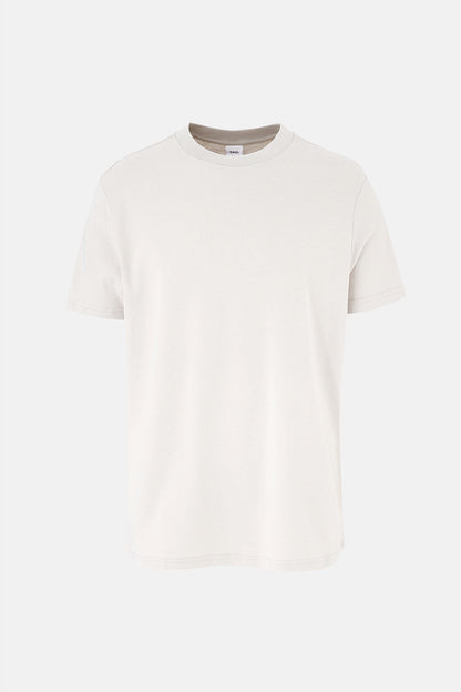 Açık Gri Ipek Apre Interlok Bisiklet Yaka Tişört