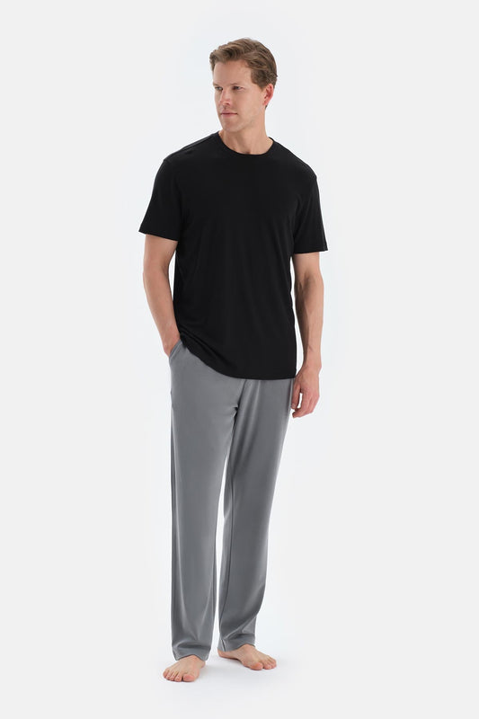 Antrasıt Patlet Detaylı Düz Paça Pantolon