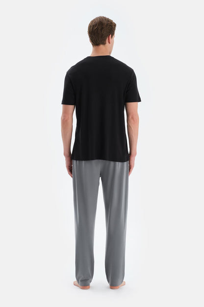 Antrasıt Patlet Detaylı Düz Paça Pantolon