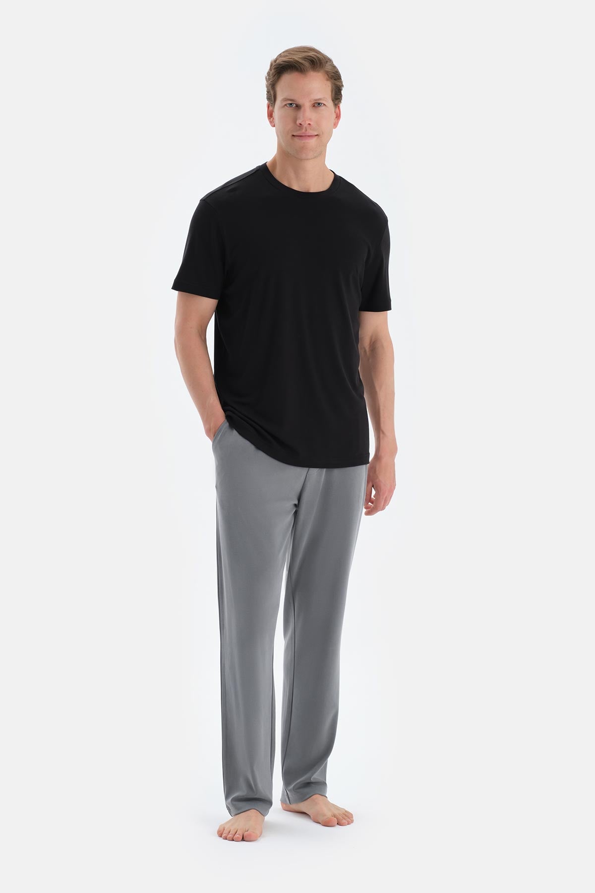 Antrasıt Patlet Detaylı Düz Paça Pantolon