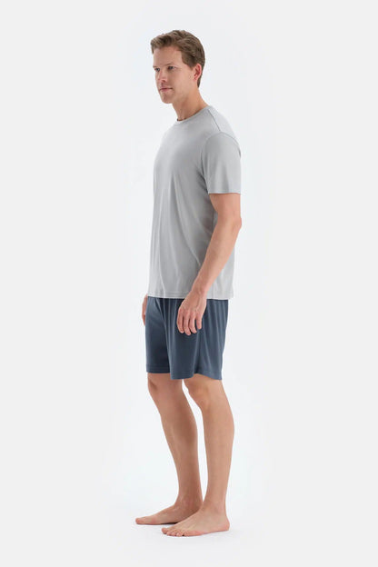 Indigo Patlı Ve Kordonlu Örme Şort