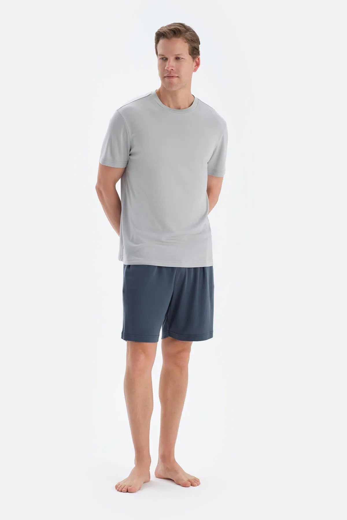 Indigo Patlı Ve Kordonlu Örme Şort