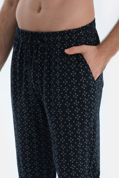 Ekru Cep Detaylı Kısa Kollu Tişört Mıkroprınt Desenli Pantolon Pijama