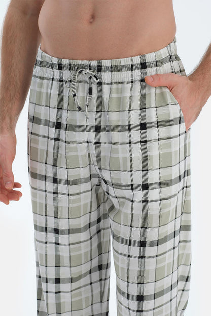 Siyah Kısa Kollu Ekose Pantolonlu Pijama Takımı