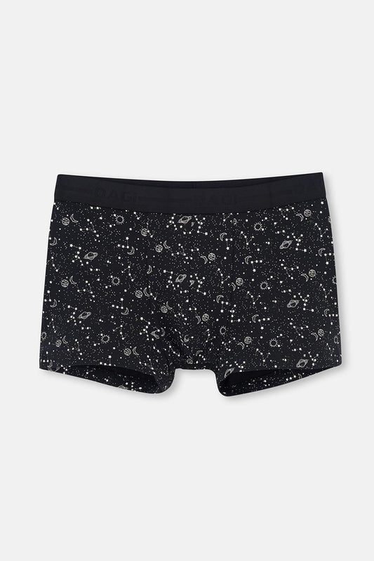 Siyah Desenli Pamuk Boxer