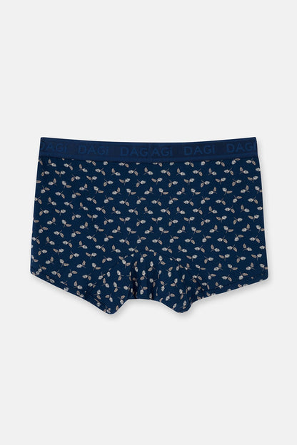 Koyu Mavi 4210 2'li Desenli Micro Modal Boxer
