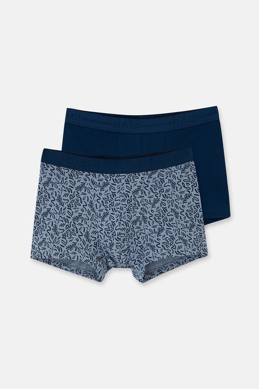 Lacivert 5210 2'li Desenli Pamuk Boxer
