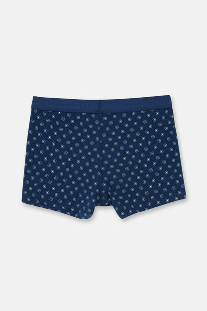 Lacivert-mavi 5210 2'li Desenli Pamuk Boxer
