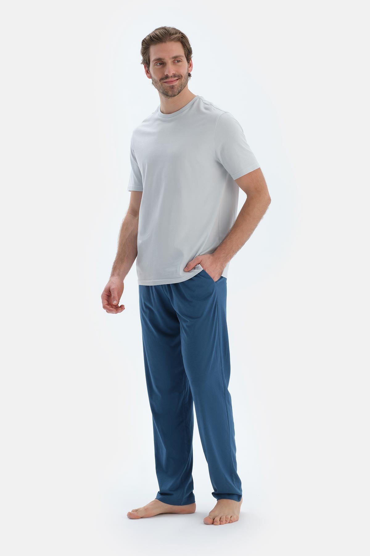 Indigo-füme Indıgo- Pamuk Modal Örme Ikili Pijama Altı