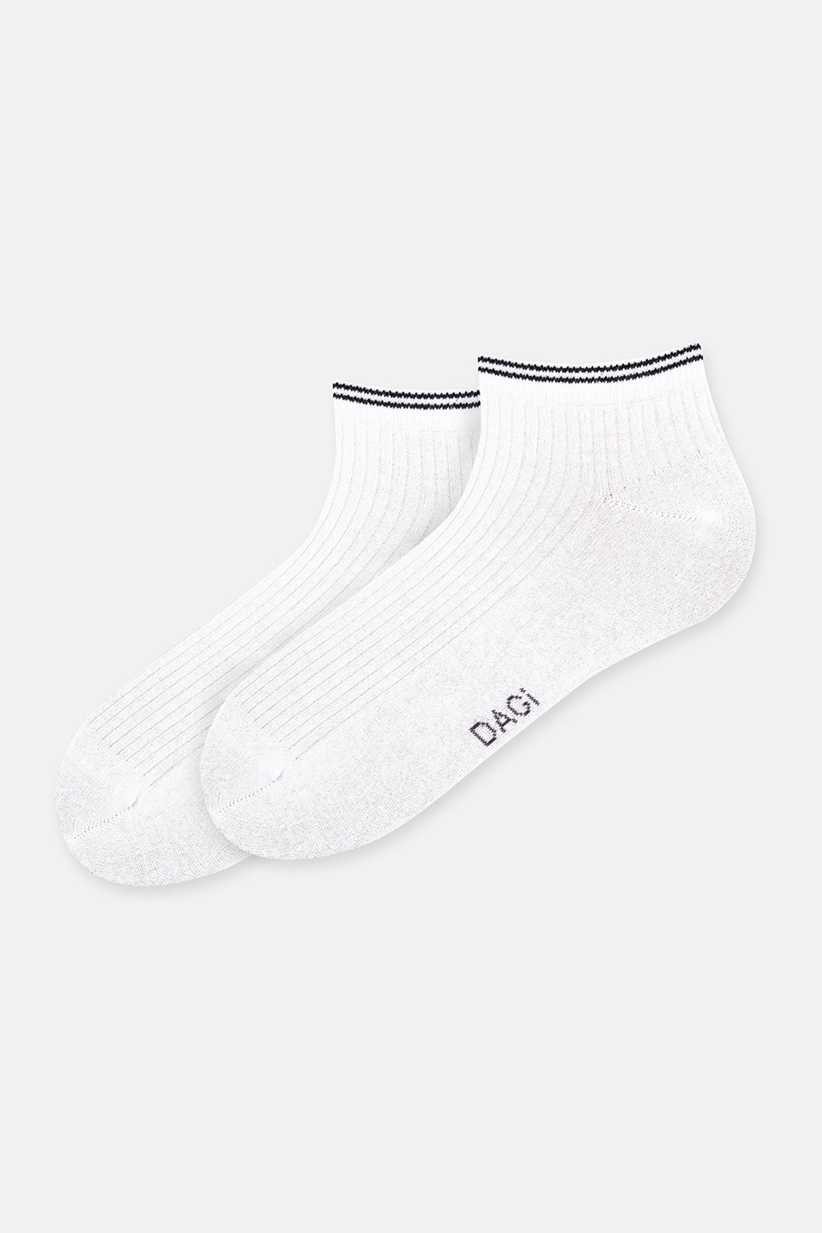 Beyaz-gri Melanj Erkek 2'li Pamuklu Rıb Dokulu Patik Çorap