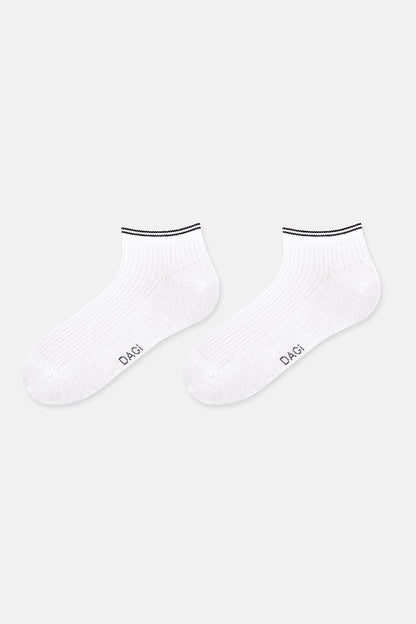 Beyaz-gri Melanj Erkek 2'li Pamuklu Rıb Dokulu Patik Çorap