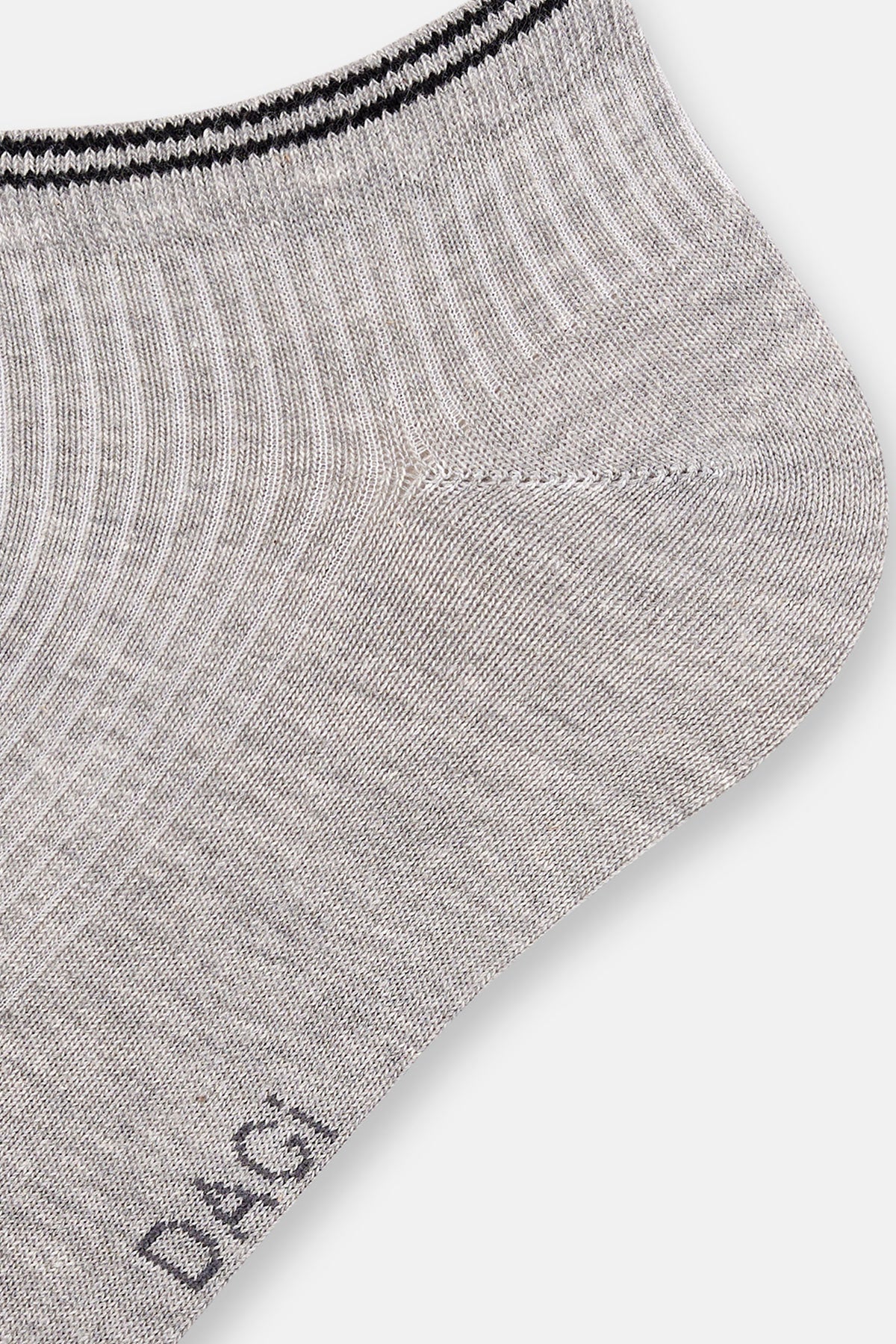 Beyaz-gri Melanj Erkek 2'li Pamuklu Rıb Dokulu Patik Çorap